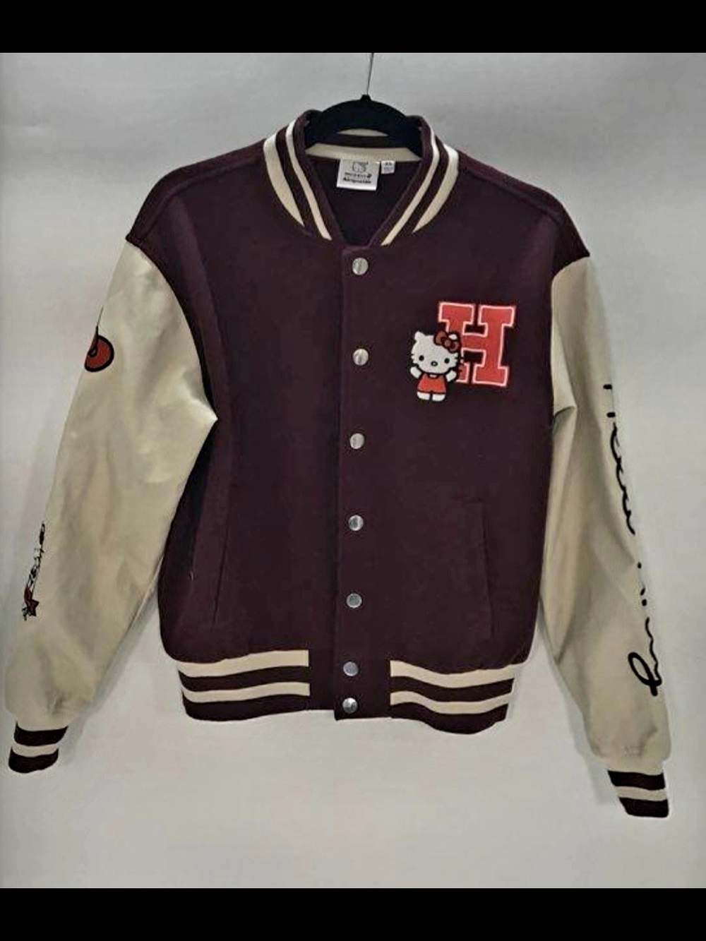 Aeropostale Burgundy & Cream Hello Kitty Varsity Jacket Sz XS